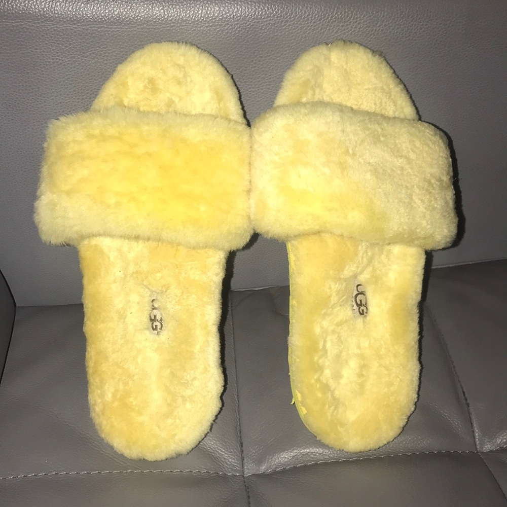 Yellow and Fluffy UGG Slippers